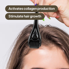 AEKONIK Derma Roller for Hair & Beard Care - 0.3 MM Scalp and Skin Massager - Grooming Tool for Oil Application Daily Handle Gentle