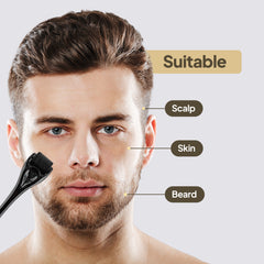 AEKONIK Derma Roller for Hair & Beard Care - 0.3 MM Scalp and Skin Massager - Grooming Tool for Oil Application Daily Handle Gentle